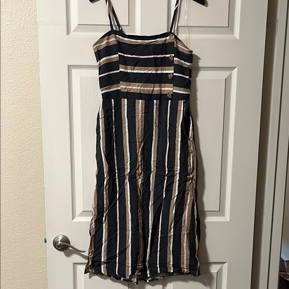 Xhilaration Black and White Striped Midi Sundress